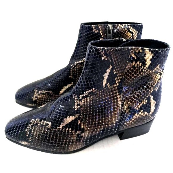 Aquatalia Women's Faelyn Snakeskin Embossed Leather Ankle Boots Cameral … - Picture 2 of 14